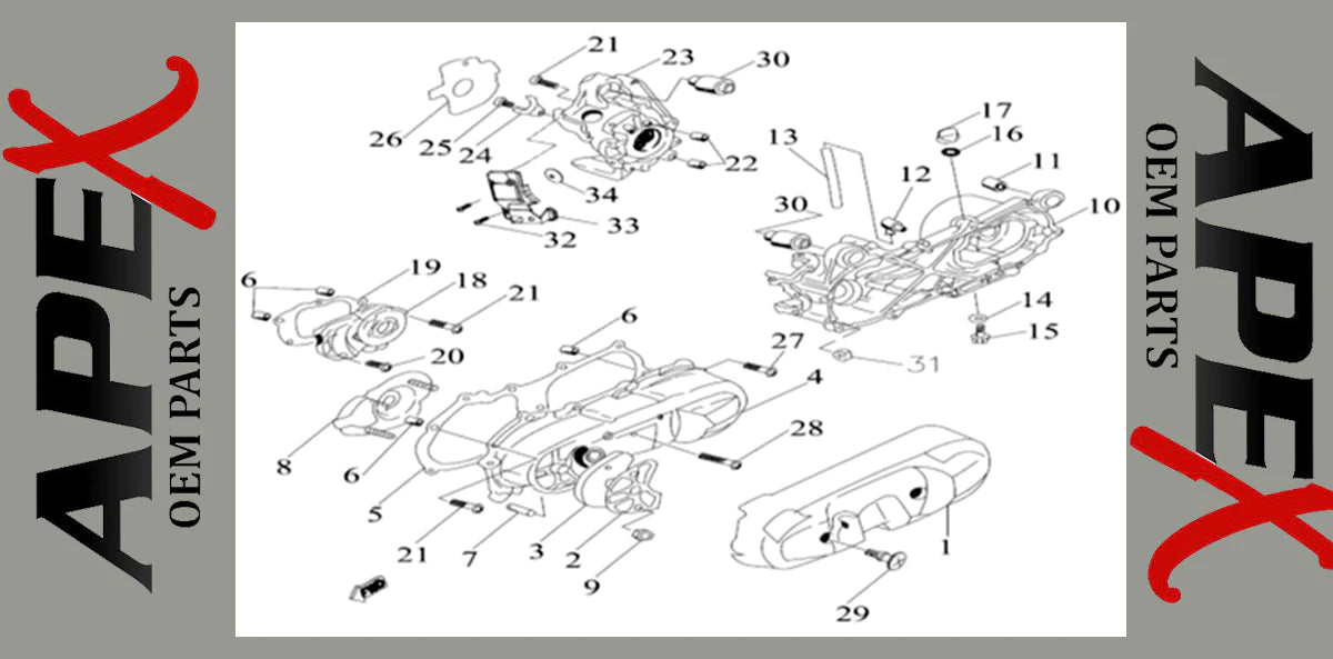 BRAND NEW OEM VENTED CVT SIDE COVER ASSEMBLED W/KICK LEVER