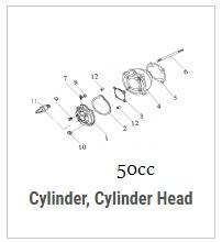 Cylinder , Cylinder Head (50 cc)