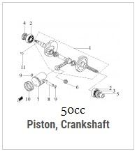Piston, Crankshaft (50cc)