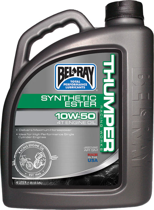BEL RAY THUMPER SYNTHETIC ESTER 4T ENGINE OIL 10W-50 4L