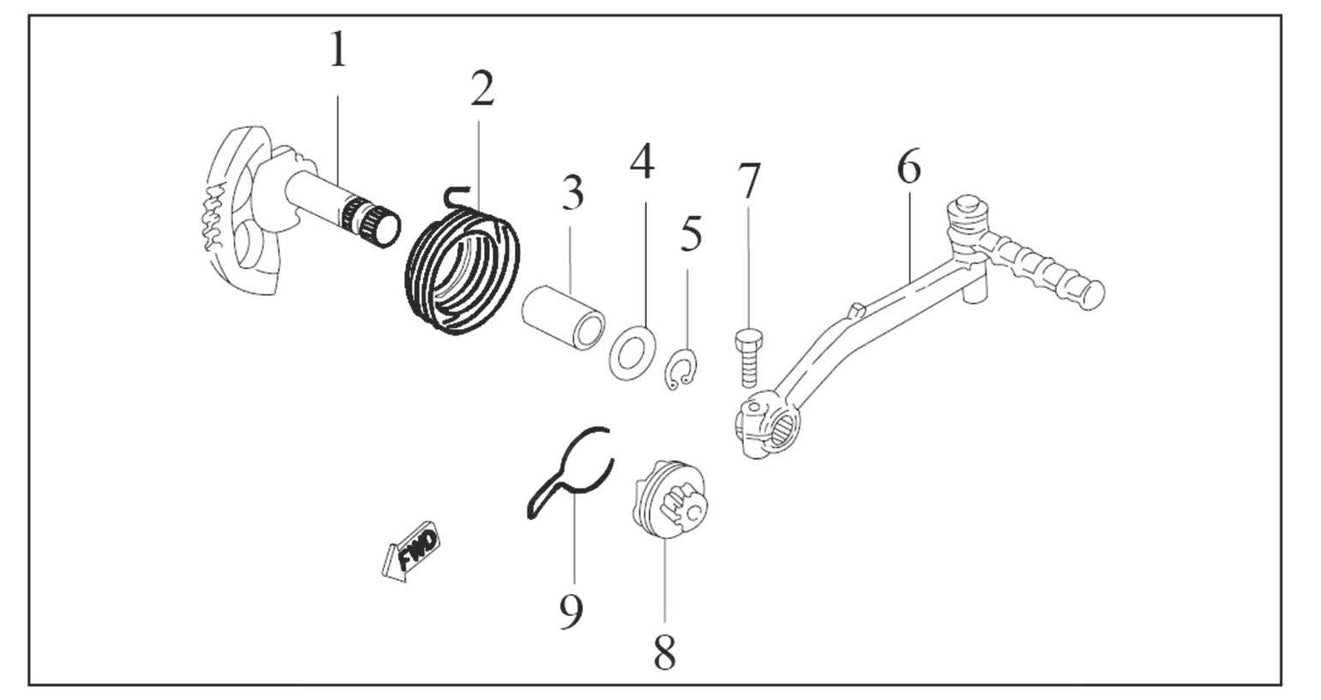 #1 Kick Shaft Assy 50/90/100cc